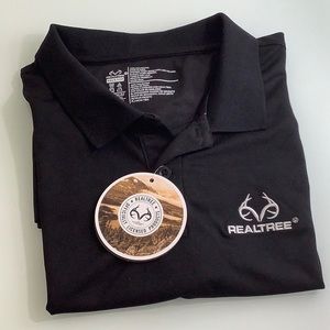 Realtree Poly mesh Polo black front logo short sleeves shirt size Medium NWT